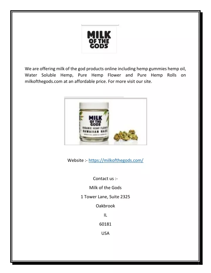 we are offering milk of the god products online
