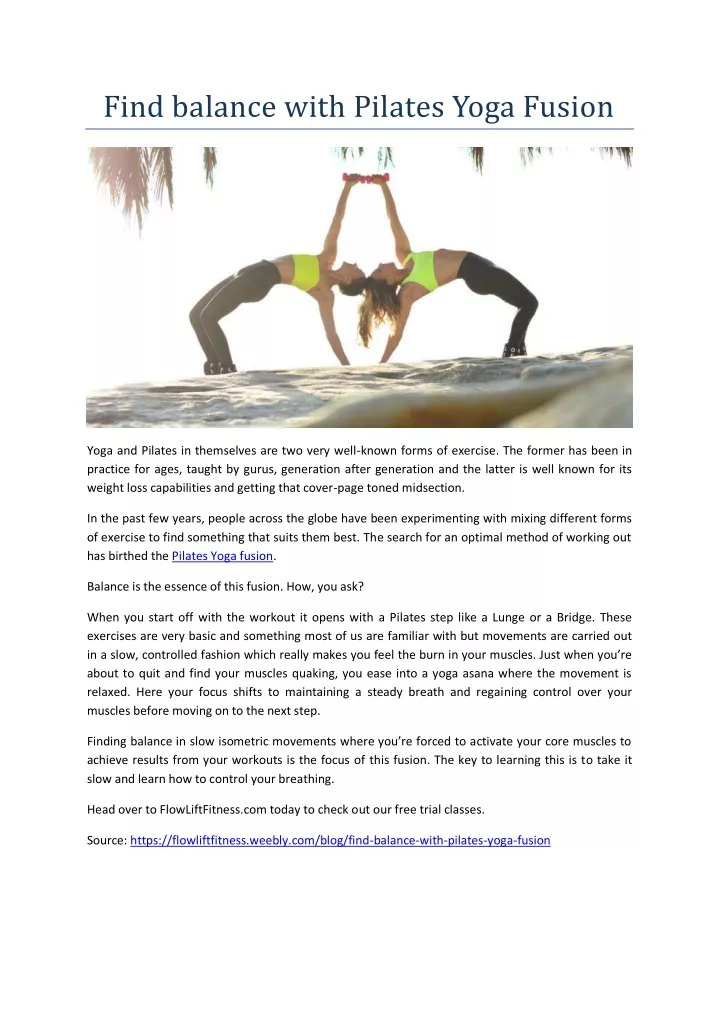 find balance with pilates yoga fusion
