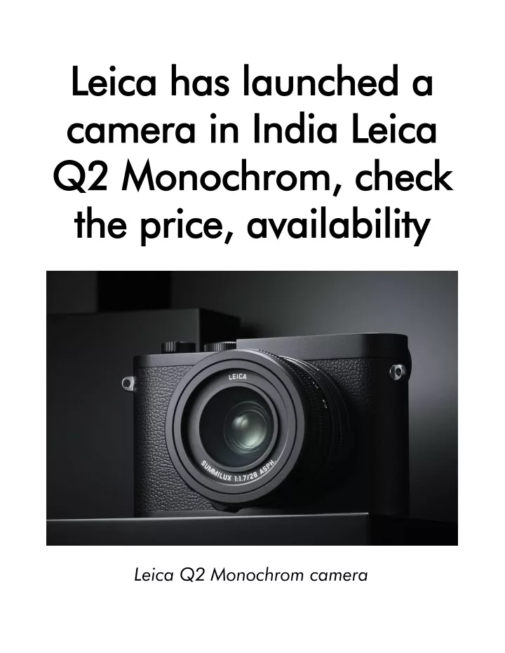 leica has launched a leica has launched a camera