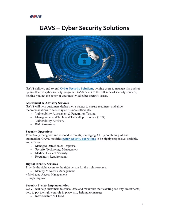 gavs cyber security solutions