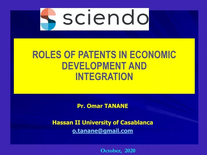 roles of patents in economic development