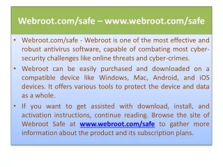 www.Webroot.com/safe - webroot safe