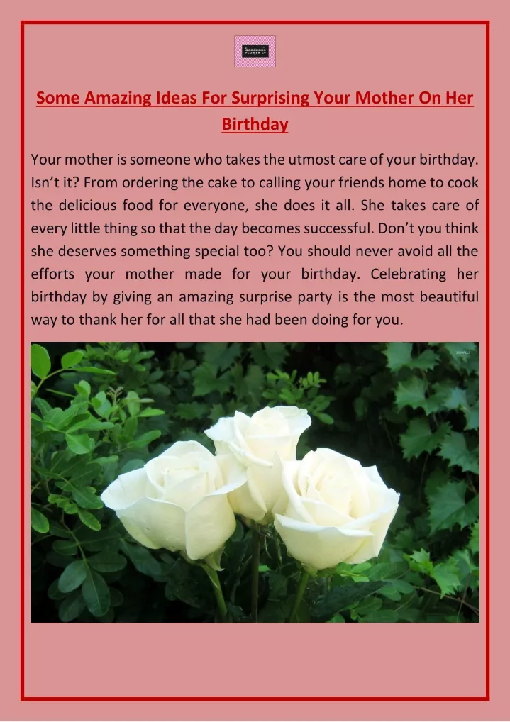 some amazing ideas for surprising your mother