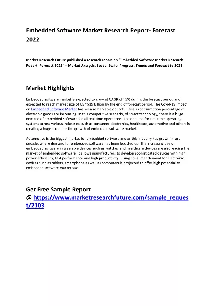 embedded software market research report forecast