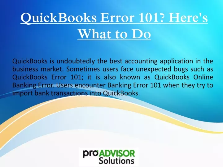 quickbooks error 101 here s what to do