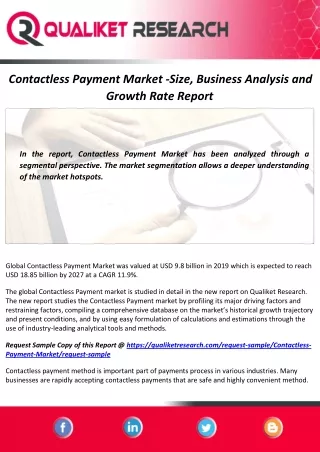 Contactless Payment Market Size, Growth, Latest Trends, and Forecast Report