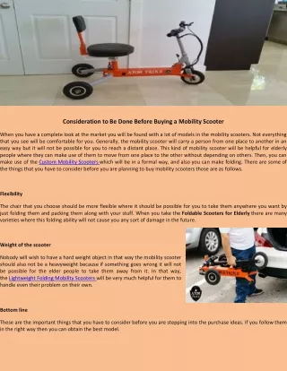 consideration to be done before buying a mobility