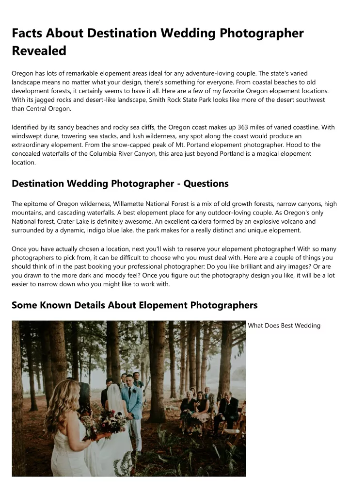 facts about destination wedding photographer