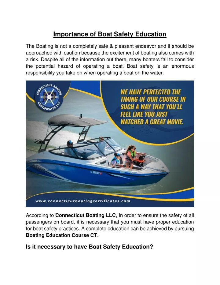 importance of boat safety education