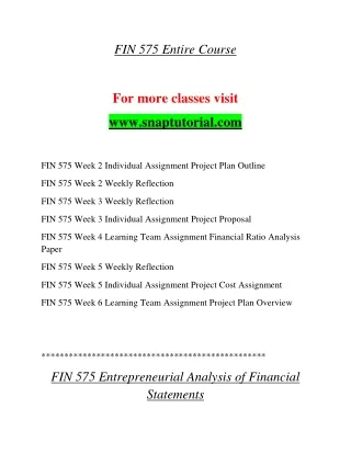 FIN 575  Enthusiastic Study / snaptutorial.com