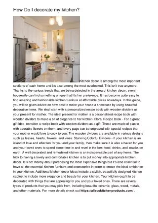 how do i decorate my kitchen