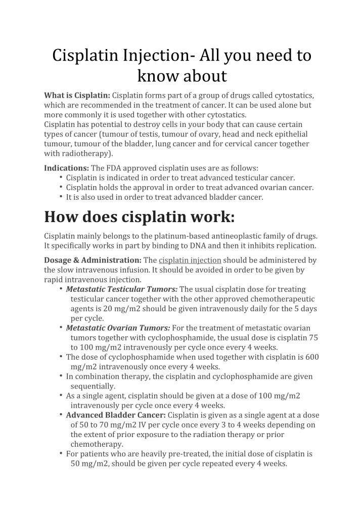 cisplatin injection all you need to know about
