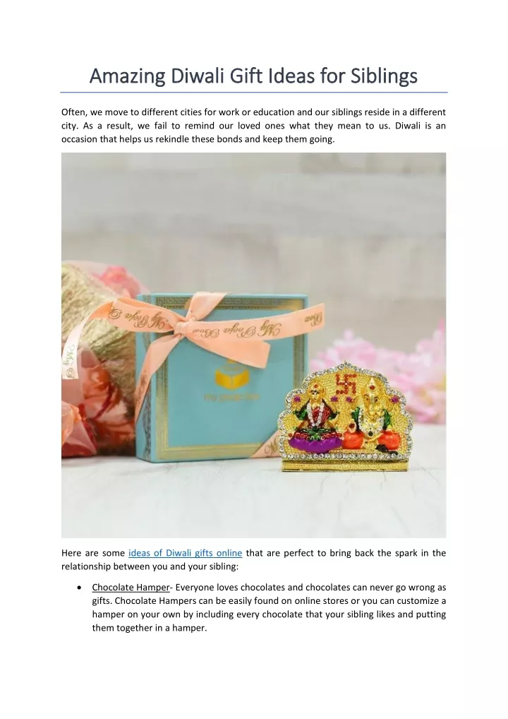 amazing amazing diwali gift ideas for siblings
