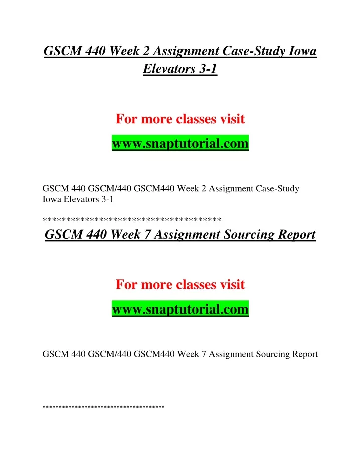 gscm 440 week 2 assignment case study iowa