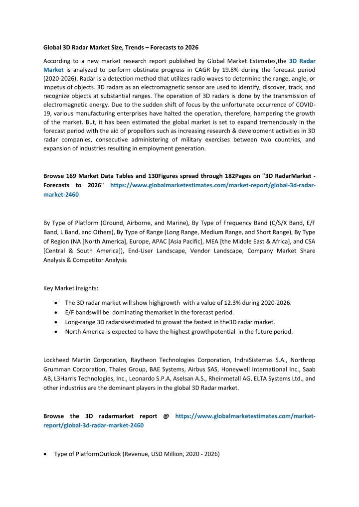 global 3d radar market size trends forecasts