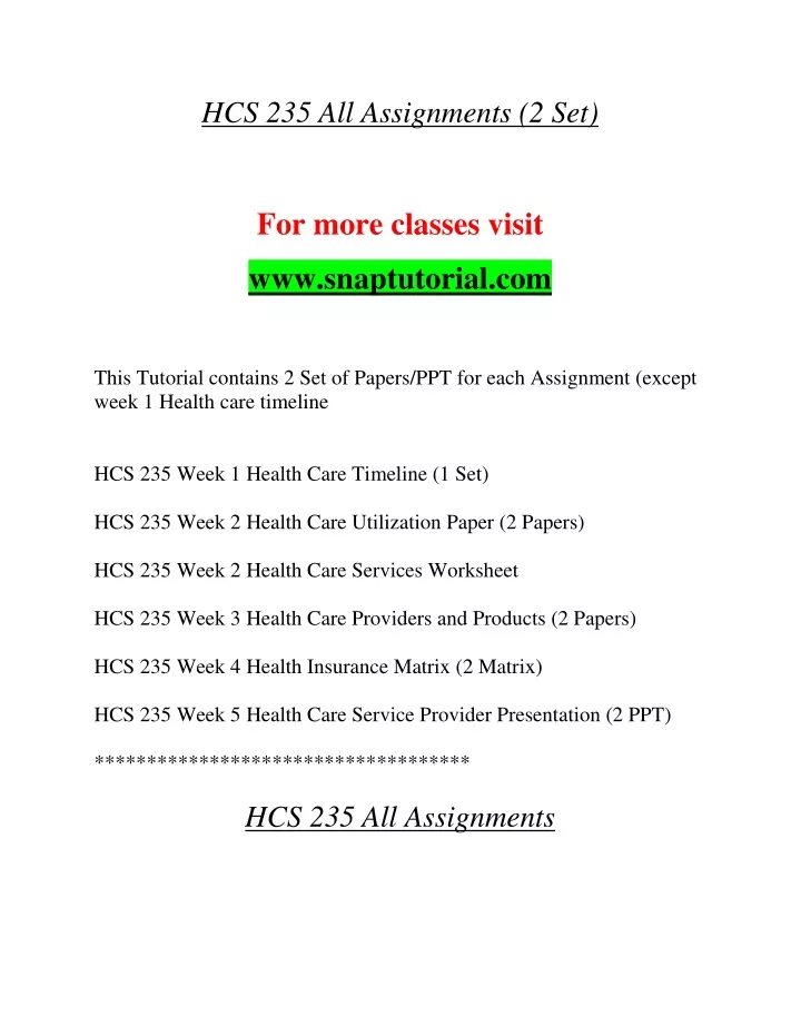 hcs 235 all assignments 2 set