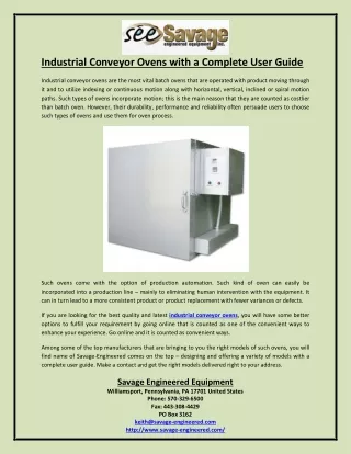 industrial conveyor ovens with a complete user