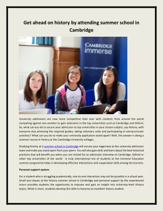 get ahead on history by attending summer school