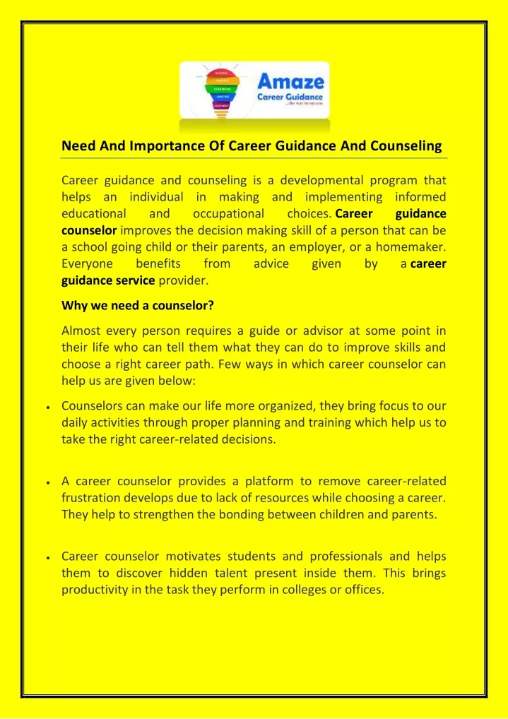 need and importance of career guidance