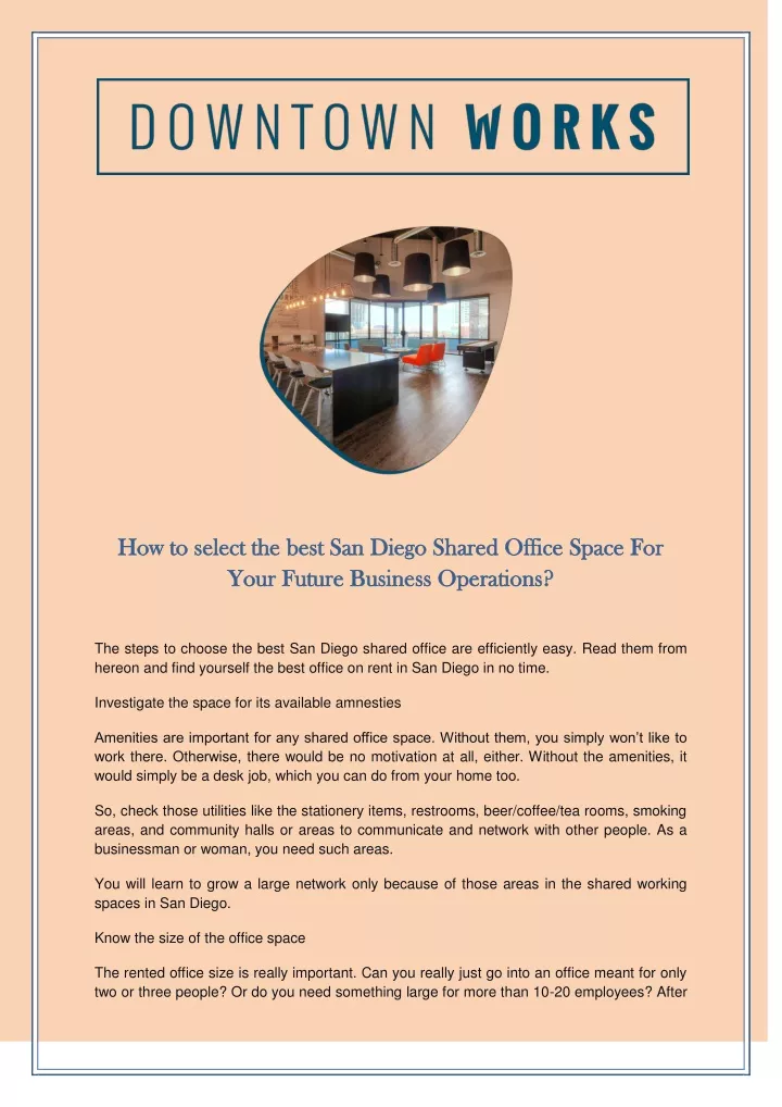 how to select the best san diego shared office