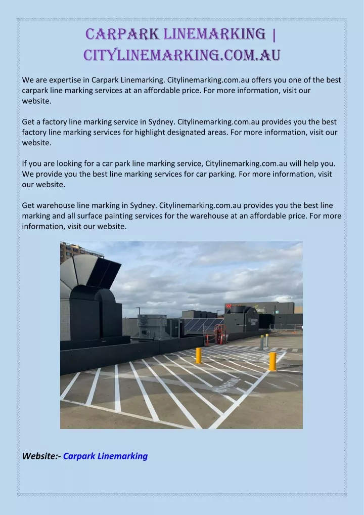 we are expertise in carpark linemarking
