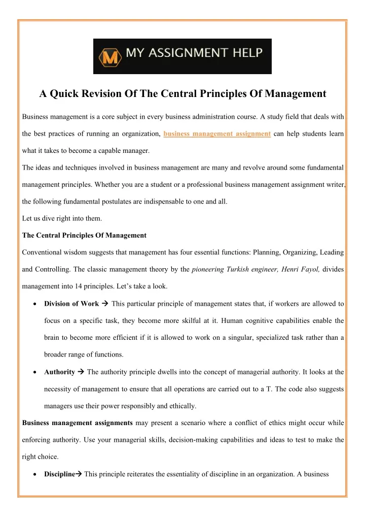 a quick revision of the central principles