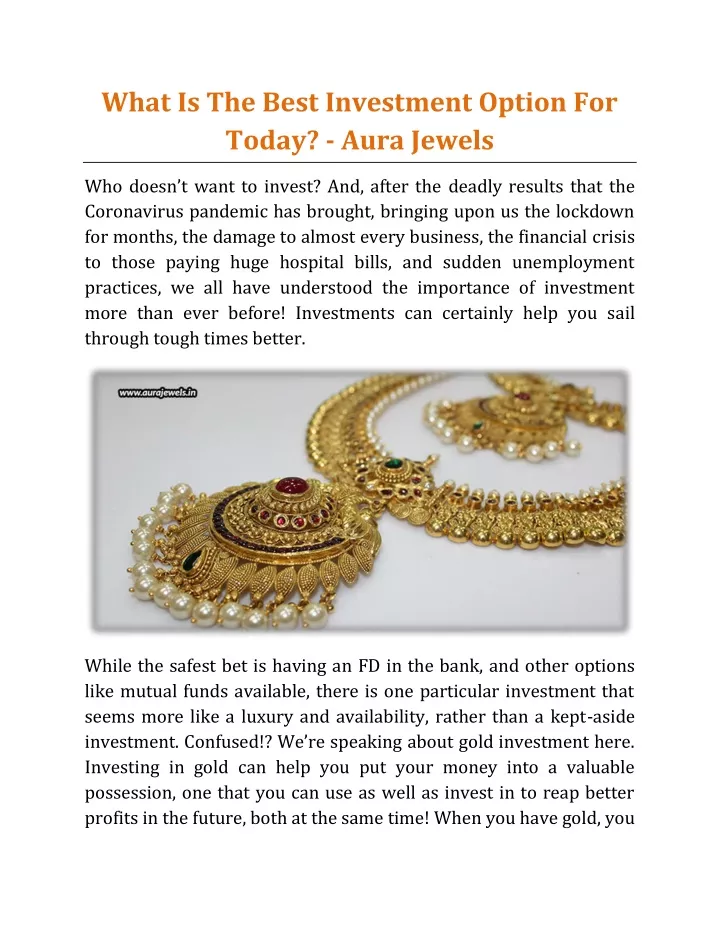 what is the best investment option for today aura