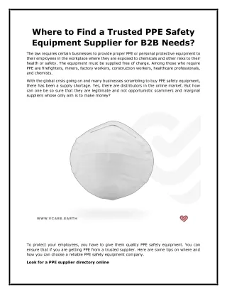 Where to Find a Trusted PPE Safety Equipment Supplier for B2B Needs?