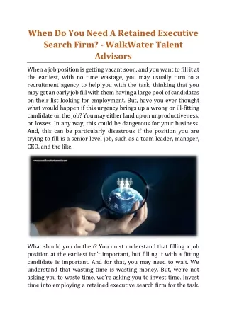 when do you need a retained executive search firm