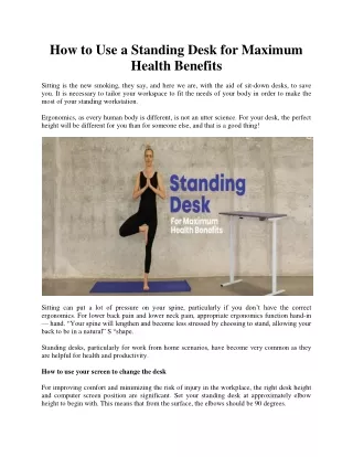 how to use a standing desk for maximum health