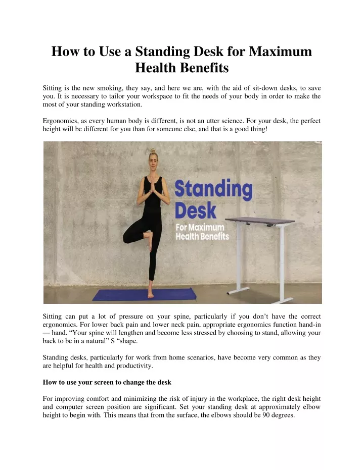 how to use a standing desk for maximum health