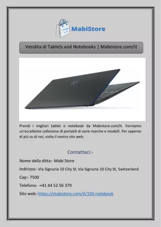 Vendita di Tablets and Notebooks | Mabistore.com/it