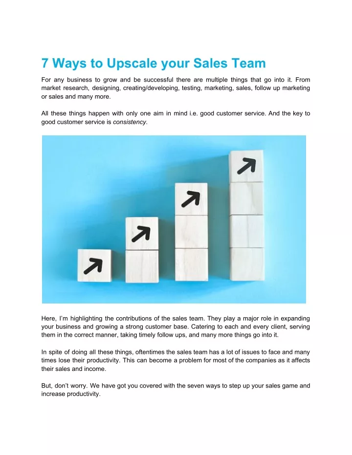 7 ways to upscale your sales team