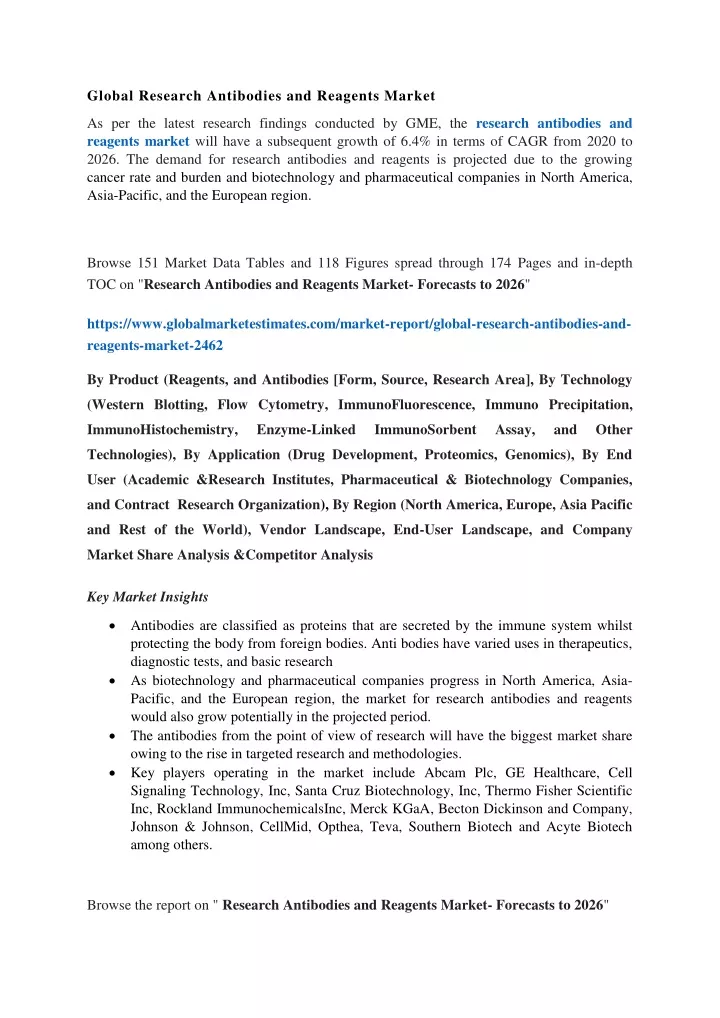 global research antibodies and reagents market