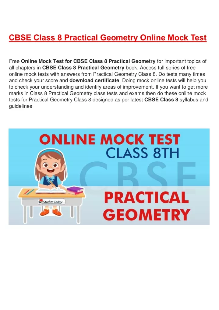cbse class 8 practical geometry online mock test