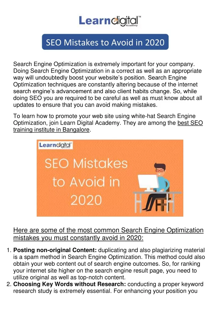 seo mistakes to avoid in 2020