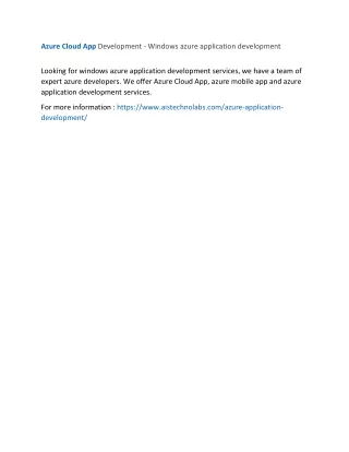 azure cloud app development windows azure