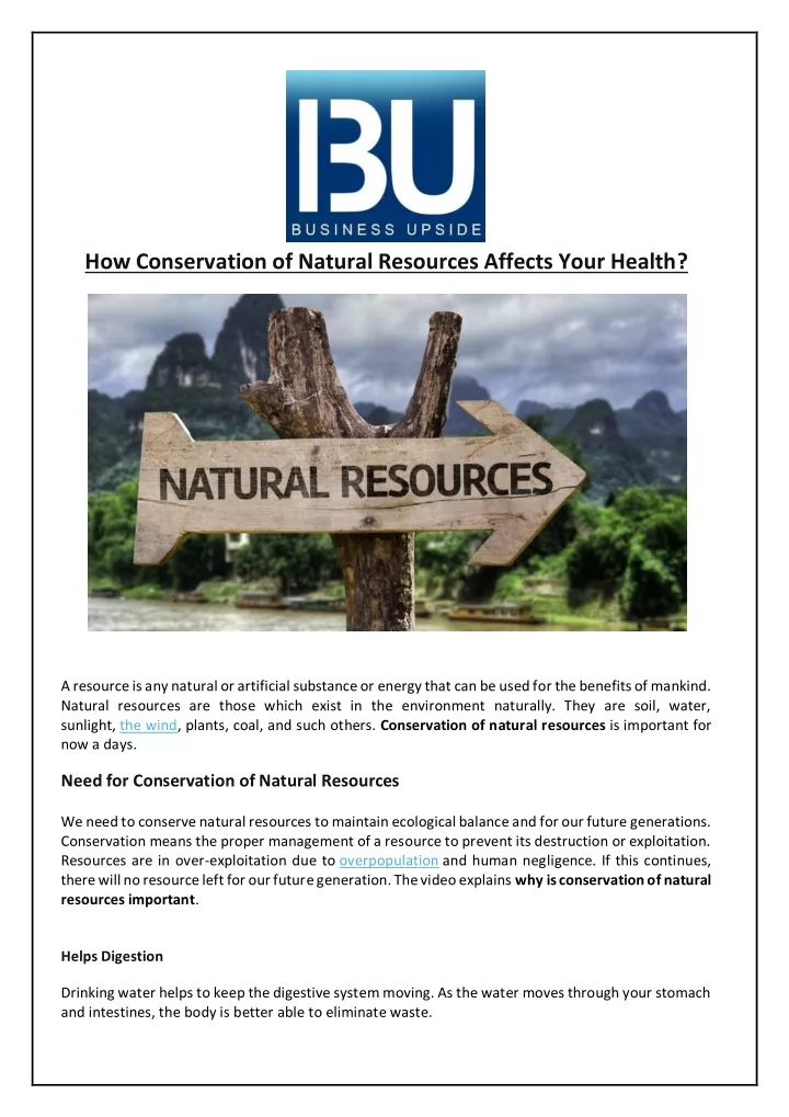 how conservation of natural resources affects