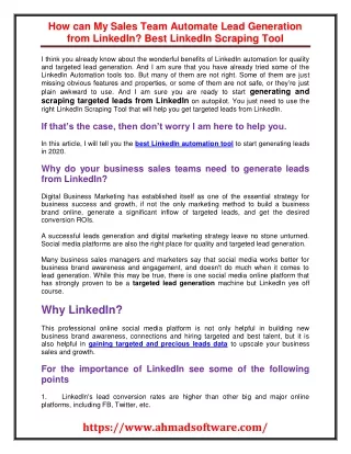 how can my sales team automate lead generation