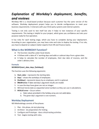 explanation of workday s deployment benefits