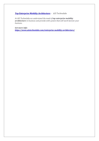 top enterprise mobility architecture