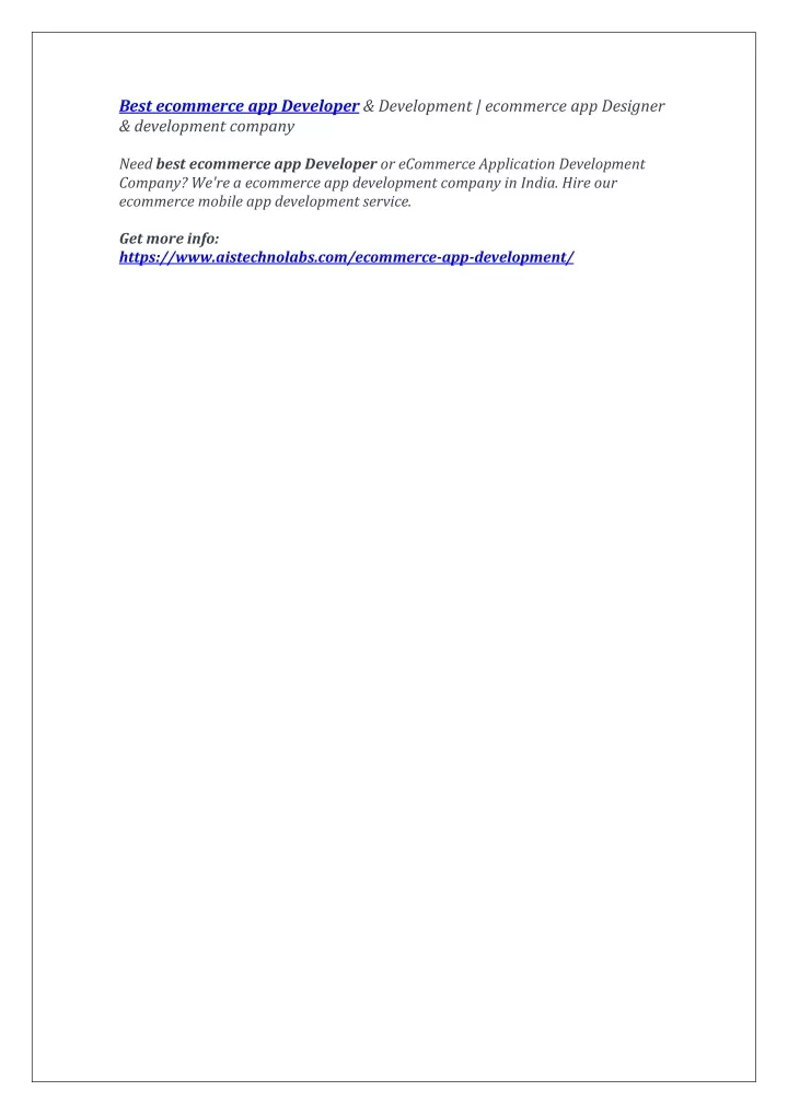 best ecommerce app developer development