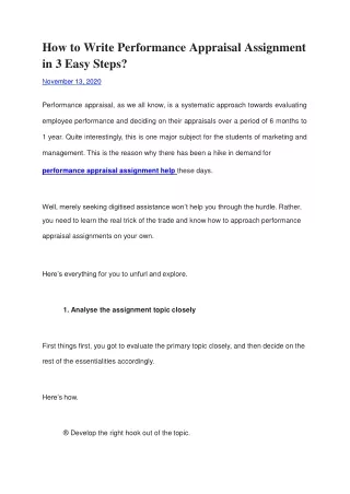 how to write performance appraisal assignment