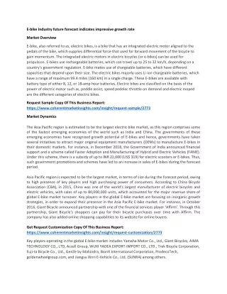e bike industry future forecast indicates