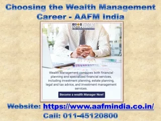 choosing the wealth management career aafm india