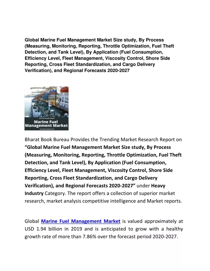 global marine fuel management market size study