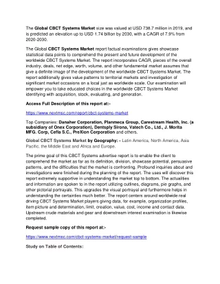 the global cbct systems market size was valued