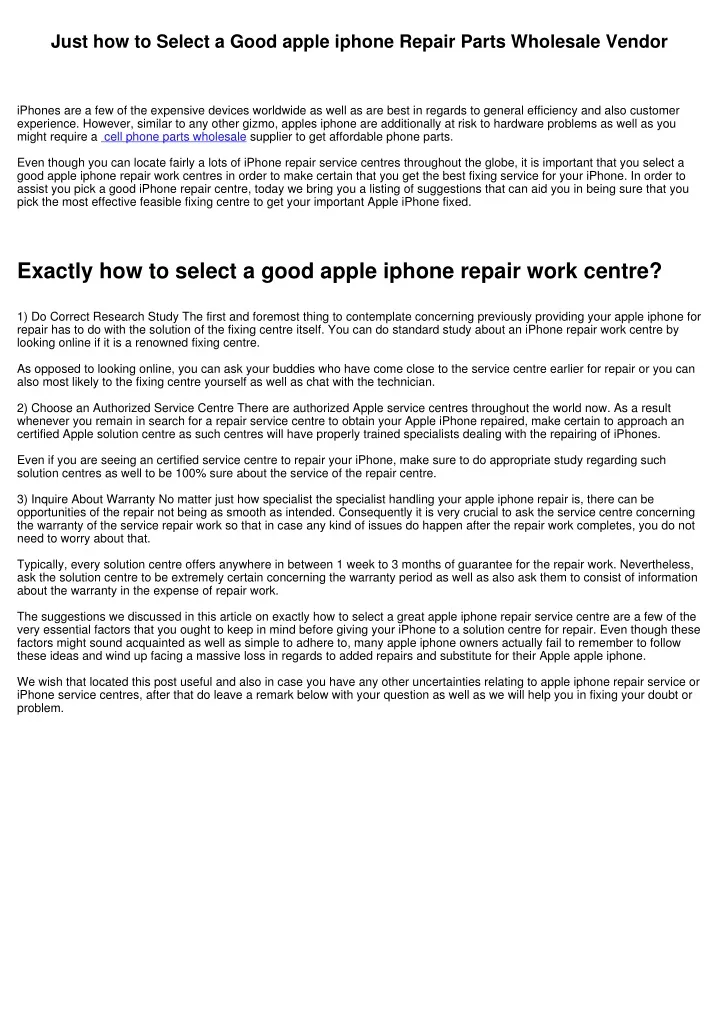 just how to select a good apple iphone repair