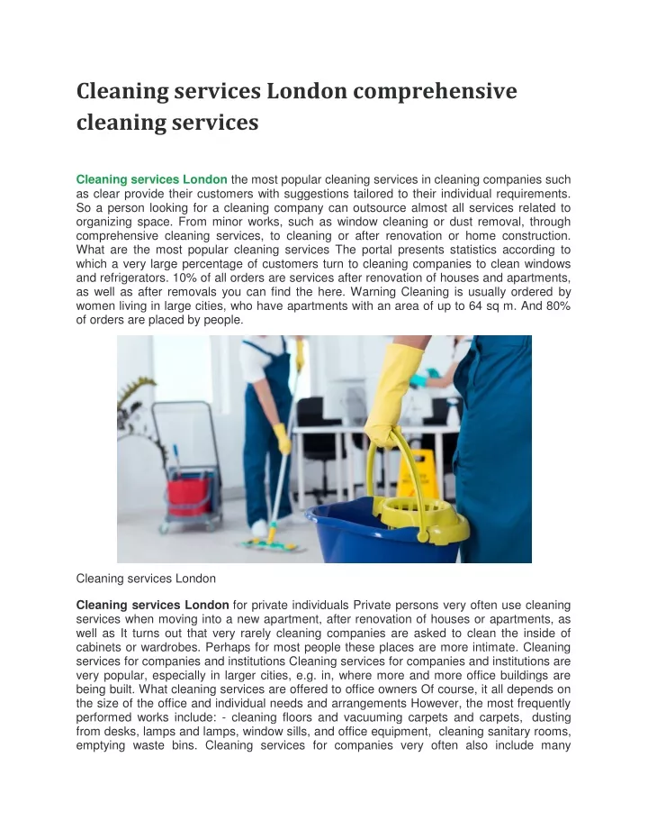 cleaning services london comprehensive cleaning
