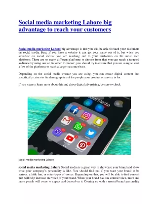 social media marketing lahore big advantage